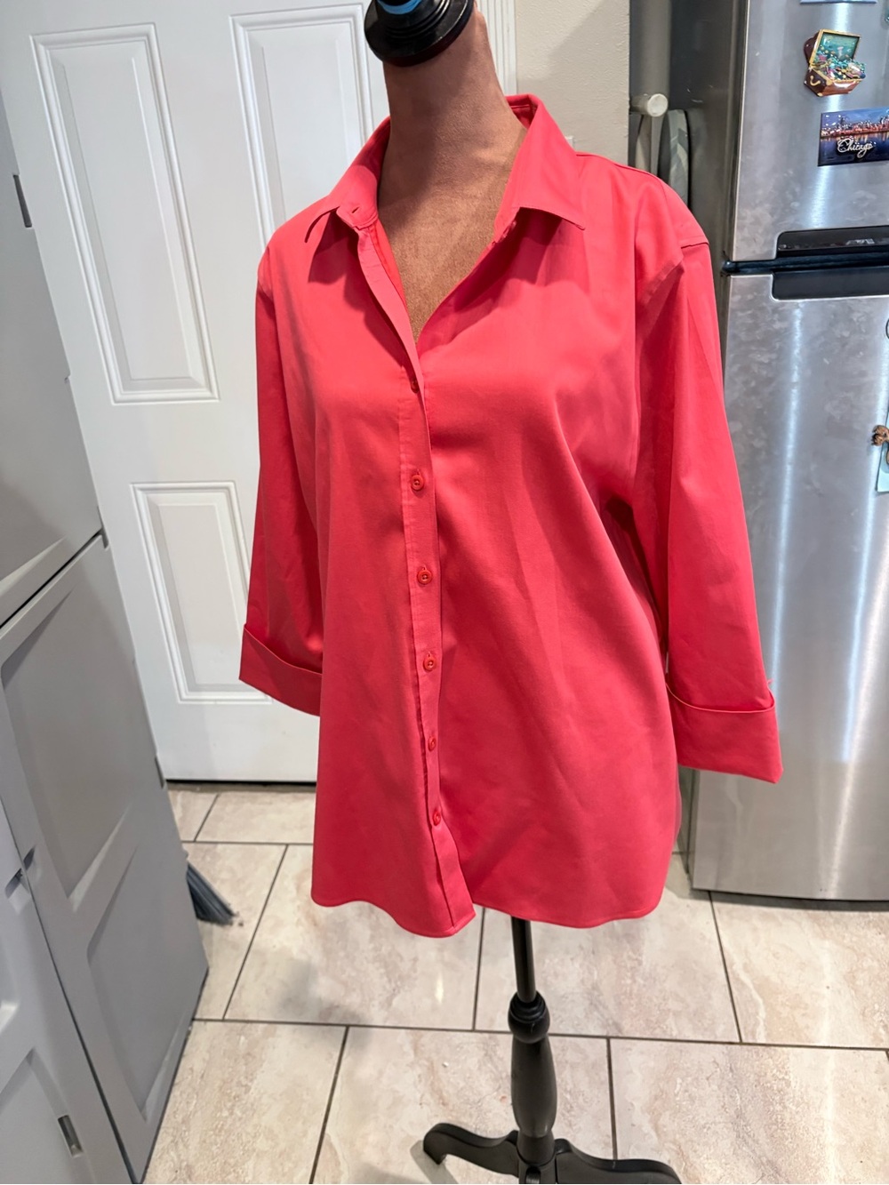 Chico's Coral-Pink Button-Down Shirt